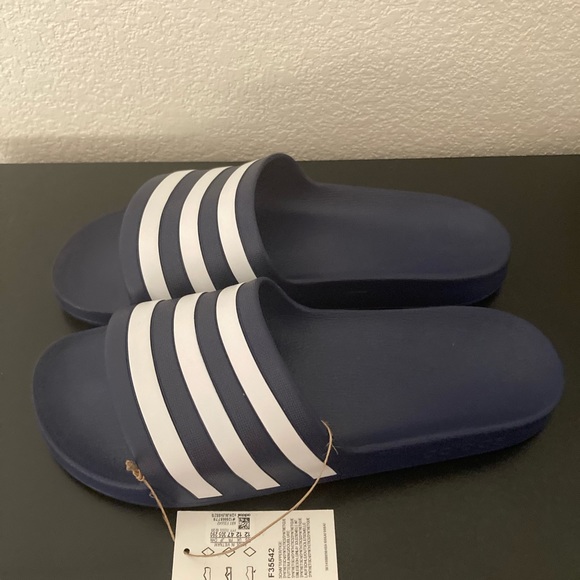 NEW MENS ADIDAS SHOWER POST SWIM SLIDES SZ 11 12 F35542 COMES WITH A BOX BLUE - Picture 5 of 8